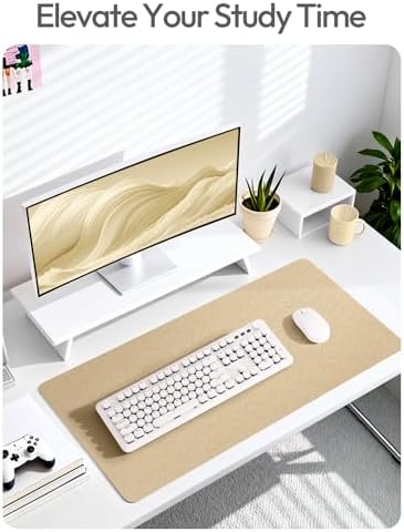 YSAGi Leather Desk Pad Protector, Office Desk Mat, Large Mouse Pad, Non-Slip PU Leather Desk Blotter, Laptop Desk Pad, Waterproof Desk Writing Pad for Office and Home (Gold,47" x 17")