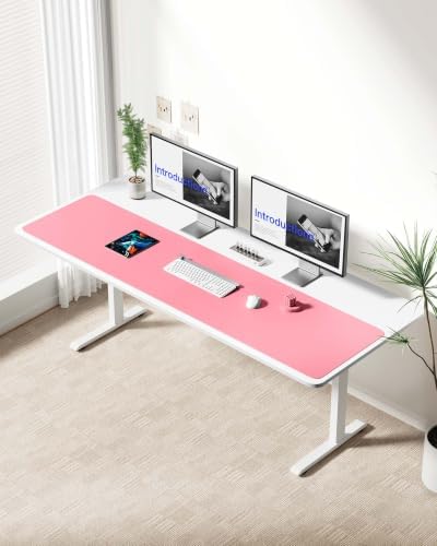 YSAGi Leather Desk Protector, Office Mat, Large Mouse Mat, Non-Slip PU Leather Blotter, Laptop Desk Mat, Waterproof Writing Pad for Office and Home(Pink, 63" x 17.2")