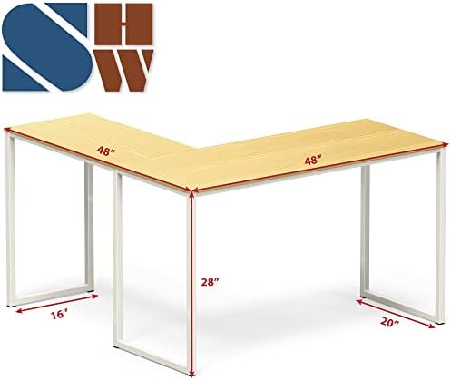 SHW Mission 48 x 48 L-Shape Home Office Computer Desk, Oak