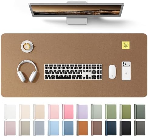 YSAGi Leather Desk Protector, Office Mat, Large Mouse Mat, Non-Slip PU Leather Blotter, Laptop Desk Mat, Waterproof Writing Pad for Office and Home(Shiny Bronze, 42" x 17.2")