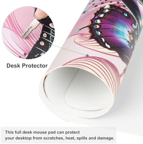 QiyI PU Leather Large Mouse Pad, Office Decor, 31.5" x 11.8", Butterflies