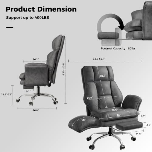 Big and Tall Office Chair, Flip Armrests for Pets & Cross Legged Sitting