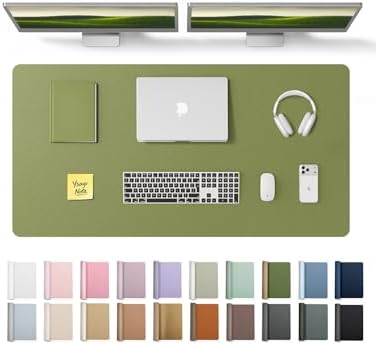 YSAGi Leather Desk Protector, Office Mat, Large Mouse Mat, Non-Slip PU Leather Blotter, Laptop Desk, Waterproof Writing Pad for Office and Home (Green, 47.2" x 23.6")
