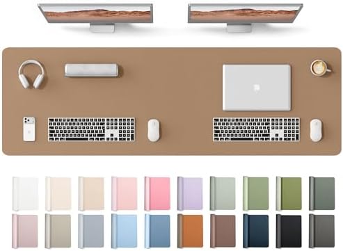 YSAGi Leather Desk Protector, Office Mat, Large Mouse Mat, Non-Slip PU Leather Blotter, Laptop Desk Mat, Waterproof Writing Pad for Office and Home(Khaki, 63" x 17.2")