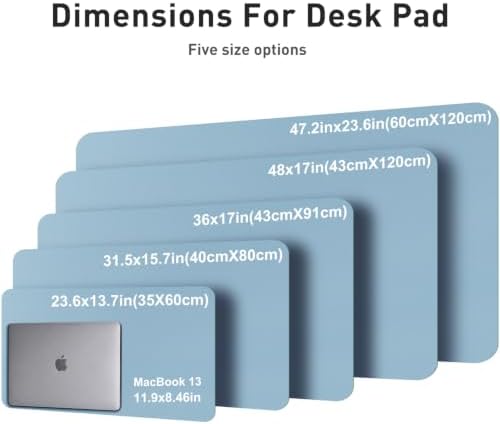 Aothia Faux Leather Desk Mat for Keyboard & Mouse (Sky Blue, 48" x 17")