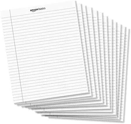 Amazon Basics Legal/Wide Ruled 8-1/2 by 11-3/4 Legal Pad, White, 600 Count (12 Pack of 50 Sheets)