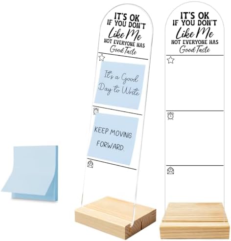 Sticky Note Holder, Monitor Memo Board, Message Board, Acrylic Desk Organizer with Wooden Base with 100Pcs Notes for Office Worker Men Women, Home Desktop and Office Desk Not Everyone Has Good Taste