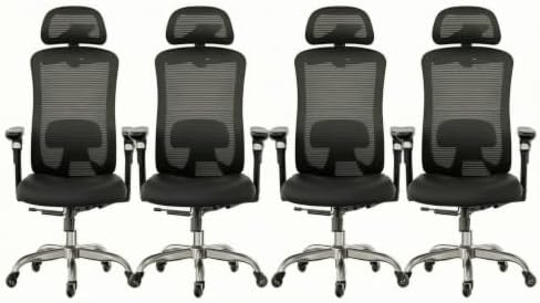 HUANUO Ergonomic Office Chair with 6D Armrest, Seat Depth Adjustment, Lumbar Support, Quiet Rubber Caster, High Back Mesh Gaming Chair with 3D Headrest, Big and Tall Chair for Home Office, Pack of 4