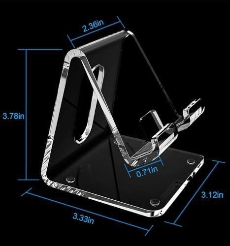 Crpich Acrylic Cell Phone Stand, Portable Phone Holder, Clear Phone Stand for Desk, Compatible with Phone16 15 14 13 12 Pro Max 11 Xr Plus SE, Switch, Android Smartphone, Pad, Desk Accessories, 2 Pack