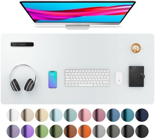 Aothia Leather Desk Pad Protector, Mouse Pad, Office Desk Mat, Non-Slip PU Leather Desk Blotter, Laptop Desk Pad, Waterproof Desk Writing Pad for Office and Home (Barely Grey, 36" x 17")