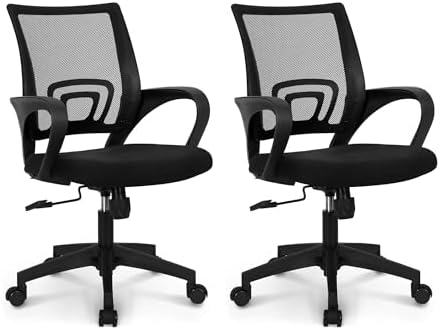 NEO CHAIR Office Computer Ergonomic Mid-Back Mesh Desk Chair, Black 2pack