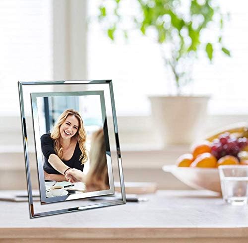SIMON'S SHOP 4x6 Picture Frame, Wall and Tabletop Picture Frames 4x6, Glass Photo Frames Clear with Silver Borders, 3-Pack, Modern Home Office Décor