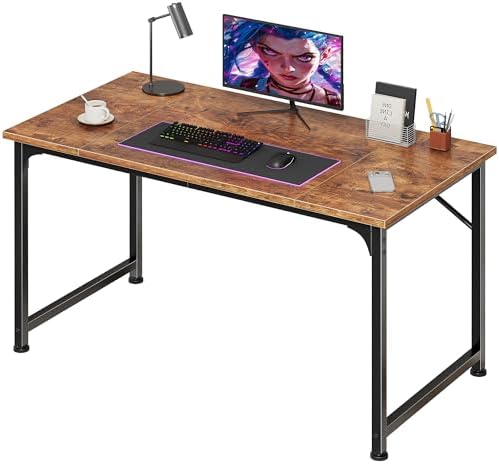 PRAISUN 40 Inch Computer Desk, Office Desk, Spacious Desktop, Rustic Brown