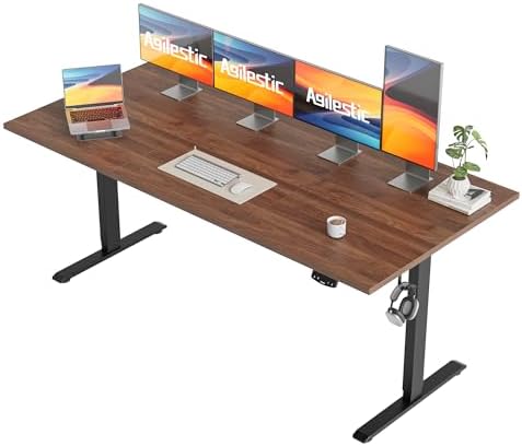 Agilestic 71*32 Inch Height Adjustable Electric Standing Desk, Dark Walnut