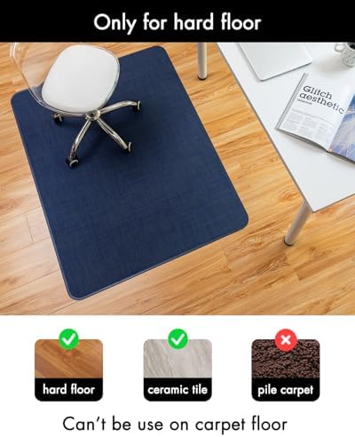 BARoyal Office Chair Mat for Hardwood Floor Under Desk Computer Rolling Chair Mat for Wood/Tile Floor Non-Slip Heavy Duty Desk Rug PVC Plastic Hard Floor Protector 48" x 60"(Indigo)