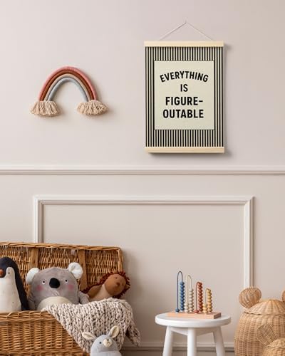FGFK Everything Is Figureoutable Positive Affirmations Wall Art Poster Hanger Frame, Retro Black Inspirational Canvas Prints Framed Wall Decor for Office Classroom Home Bedroom, 12x16 Inch
