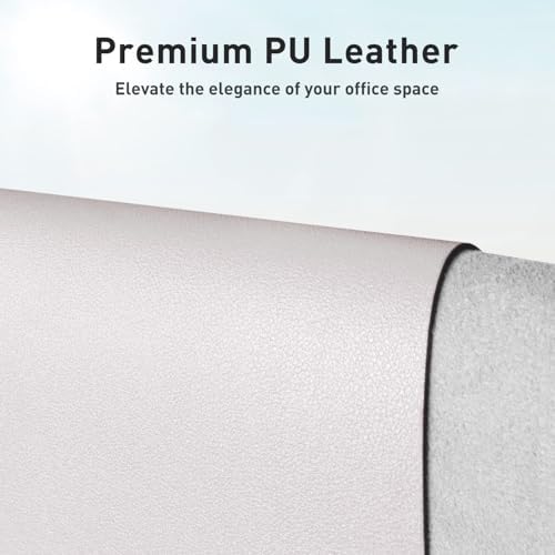 Aothia Large PU Leather Desk Pad Protector – Non-Slip Mouse Pad & Writing Mat for Office/Home, Waterproof, Easy to Clean (36" x 17", Pale Lavender White)
