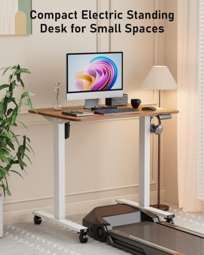 32" Small Rolling Electric Standing Desk Adjustable Height for Home Office