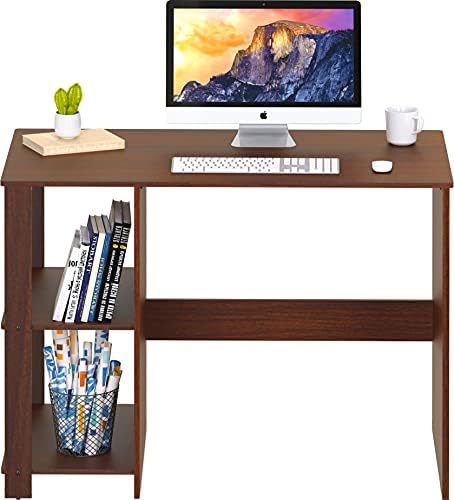 SHW 38-Inch Home Office Computer Desk with Shelves, Cherry