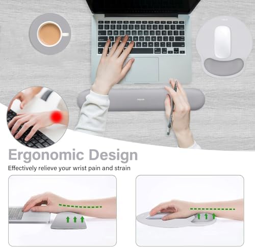 MOSISO Wrist Rest Support for Mouse Pad&Keyboard Set, Gray