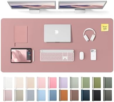 YSAGi Leather Desk Pad Protector, Office Desk Mat, Large Mouse Pad, Non-Slip PU Leather Desk Blotter, Laptop Desk Pad, Waterproof Desk Writing Pad for Office and Home (Pale Mauve,55" x 24")