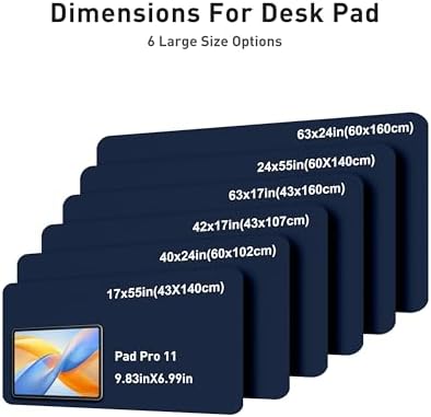 Aothia Faux Leather Desk Mat - Large Mouse Pad, Non-Slip PU Leather Blotter, Waterproof Writing Surface for Office and Home (Dark Blue, 42" x 17")