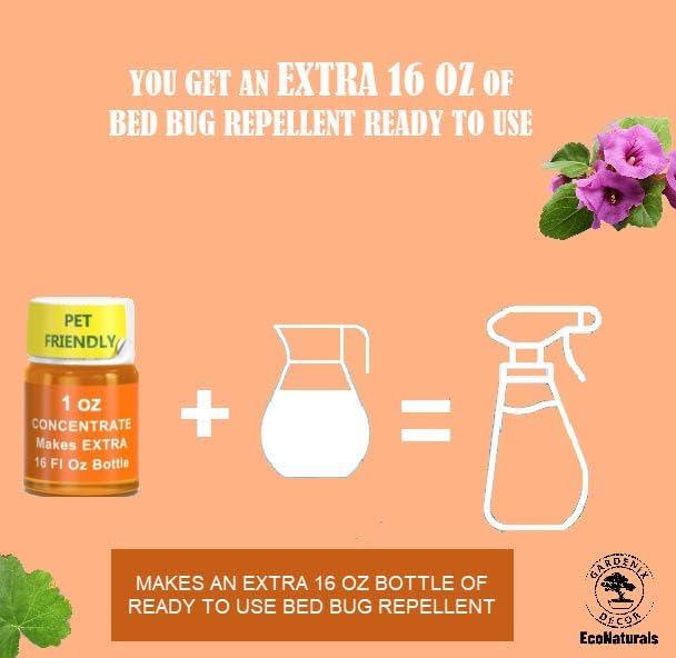 All Natural Bed Bug Spray -Non-Toxic Bed Bugs Killer - 2 Bottle Pack 16 oz + 1 oz Concentrate - Fast-Acting Beds Bug Killer | Kills Fleas and Mites