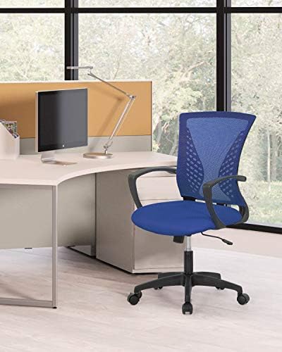 FDW | Mid Back Office Chair | Blue | with Lumbar Support, 360 Swivel