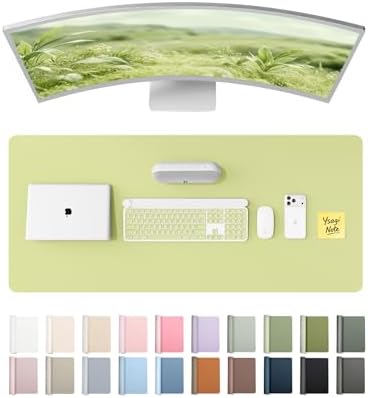 YSAGi Leather Desk Protector, Office Mat, Large Mouse Mat, Non-Slip PU Leather Blotter, Laptop Pad, Waterproof Writing Pad for Office and Home (Peak Green, 47" x 17")