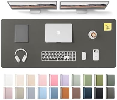 YSAGi Leather Desk Pad Protector, Office Desk Mat, Large Mouse Pad, Non-Slip PU Leather Desk Blotter, Laptop Desk Pad, Waterproof Desk Writing Pad for Office and Home (Dark Grey,55" x 17.2")