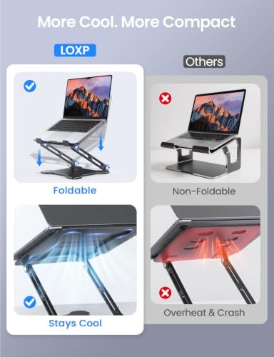 LOXP Adjustable Laptop Stand for Desk, Portable Airflow Laptop Riser Holder