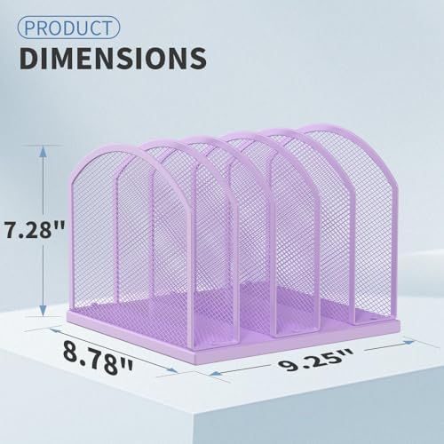 Gawerk 5-Section Vertical Desktop Organizer, 6-Section Mesh File Folder Stand Sorter for Office Home Classroom Organization