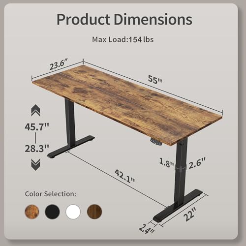 Agilestic 55*24 Inch Height Adjustable Electric Standing Desk, Rustic Brown