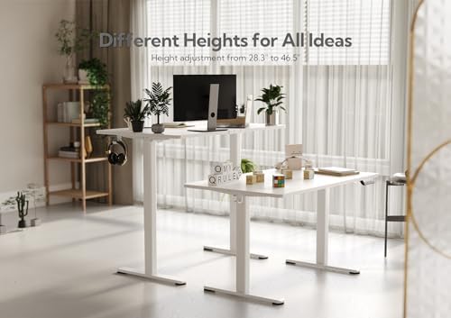 Claiks Electric Height Adjustable Standing Desk, 55x24 Inch, White