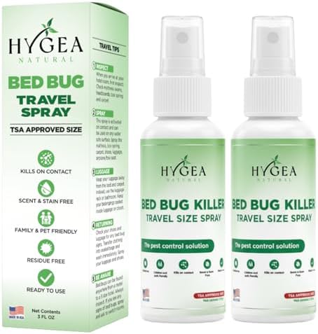 Hygea Natural Bed Bug Lice & Mite Travel Killer Spray TSA 3 oz 2-Pack