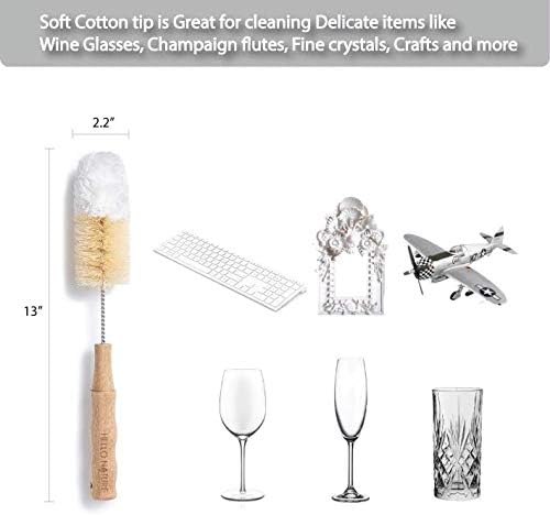 4Pcs Long Handle Bottle Cleaning Brush Set by HELLO NATURE, Sustainable & Biodegradable Natural Fibre Bamboo Handle Brushes Zero-Waste & Plastic Free