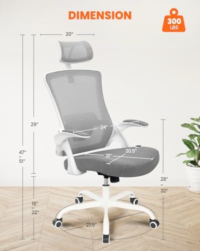 NEO CHAIR Office Chair with Adjustable Ergonomic Lumbar Headrest, Grey