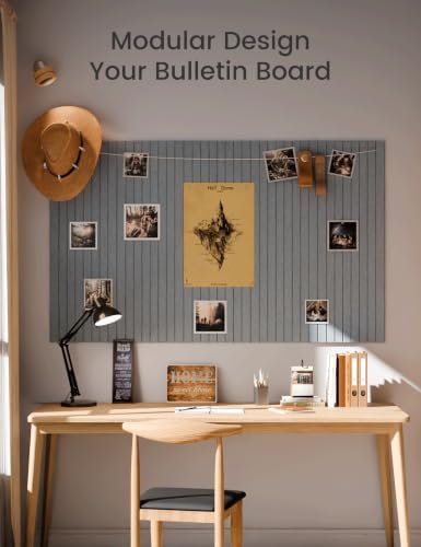 Fluxynara 48" x 36" Large Felt Bulletin Board, Blue Gray