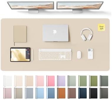 YSAGi Leather Desk Pad Protector, Office Desk Mat, Large Mouse Pad, Non-Slip PU Leather Desk Blotter, Laptop Desk Pad, Waterproof Desk Writing Pad for Office and Home (Eggshell, 55" x 24")