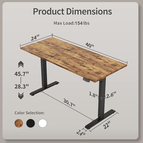 Agilestic 40*24 Inch Height Adjustable Electric Standing Desk, Rustic Brown