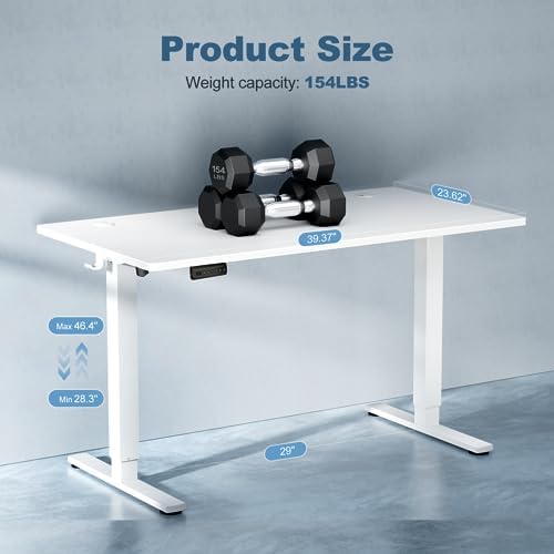 DUMOS 40 Inch Electric Standing Desk, Memory Adjustable Home Office Desk