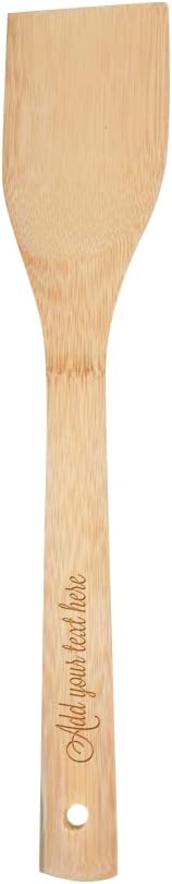 PrintSupremacy Custom Engraved Bamboo Cooking Spoons Set, Non Stick Wooden Kitchen Gadget Pan Cookware, Baking Gift for Housewarming Wedding Birthday, Chef Foodie Gift (Custom, 1 Piece - Spatula)