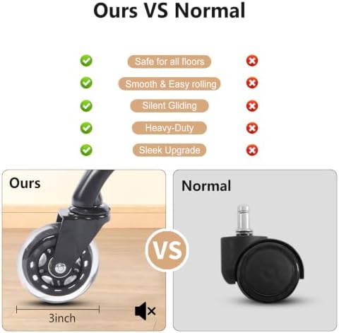 YFO Home Office Desk Chair Office Rubber Casters Ergonomic Computer Chair with Lumbar Support Adjustable Height Rolling Swivel Executive Task Armrests Chair， Black PU
