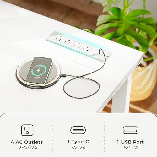 Huuger 48 x 24 inch Desk with Power Outlets & 0.95 Inch Thicker Desktop