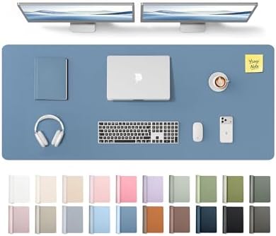 YSAGi Leather Desk Pad Protector, Office Desk Mat, Large Mouse Pad, Non-Slip PU Leather Desk Blotter, Laptop Desk Pad, Waterproof Desk Writing Pad for Office and Home (Blue,55" x 17.2")