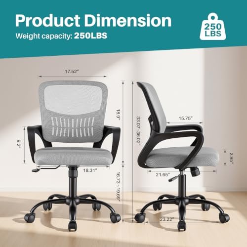 OLIXIS Ergonomic Office Desk Chair, Mid-Back Executive Computer Chair