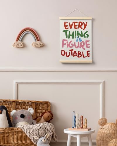 FGFK Everything is Figureoutable Colorful Inspirational Wall Art Poster Hanger Frame, Motivational Positive Affirmations Canvas Prints Framed Wall Decor for Office Classroom Home, 12x16 Inch