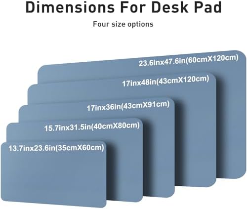 Aothia Faux Leather Desk Mat – Large Mouse Pad, Non-Slip PU Leather Blotter, Waterproof Writing Surface for Office and Home (Denim Blue, 47.2" x 23.6")
