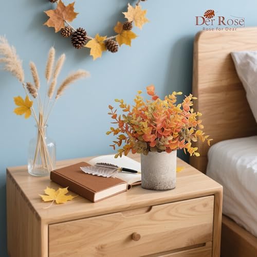 Der Rose 3 Pack Fake Plants Warm Orange Faux Plants for Fall Table Decor