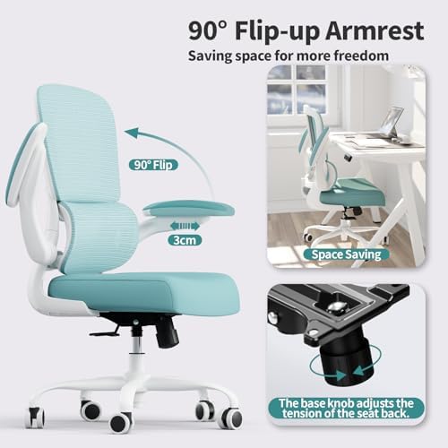 TRALT Office Chair - Ergonomic Desk Chair with Adjustable Lumbar Support, Mesh Computer Chair, Executive Chair for Home Office Comfortable Lumbar Support (1, Mint Green)